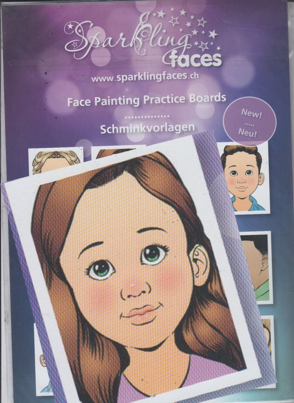 Sparkling Faces Practice Sheet - girl - SOBA - ShowOffs Body Art